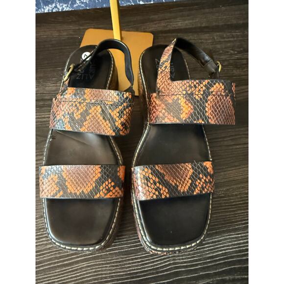 Naturalizer Holden Brown Orange Snake Platform Sandals Sz. 7.5 - Picture 1 of 7